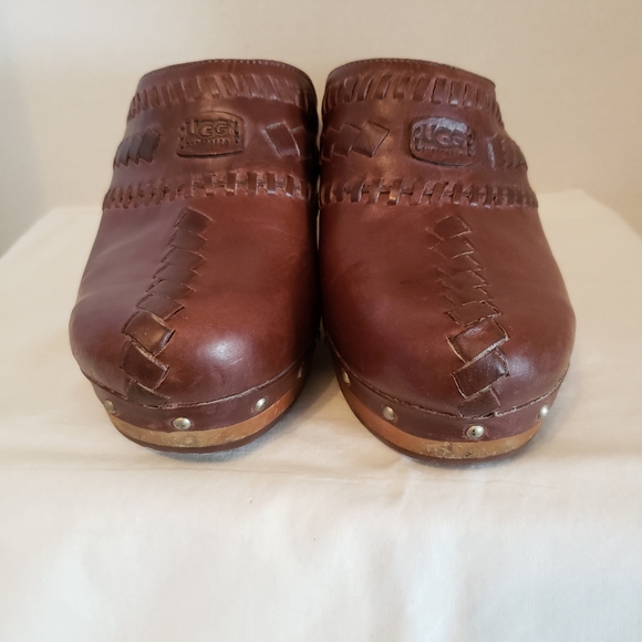 Ugg Australia Vivica Brown Leather Mule Clogs 7 - Picture 2 of 13